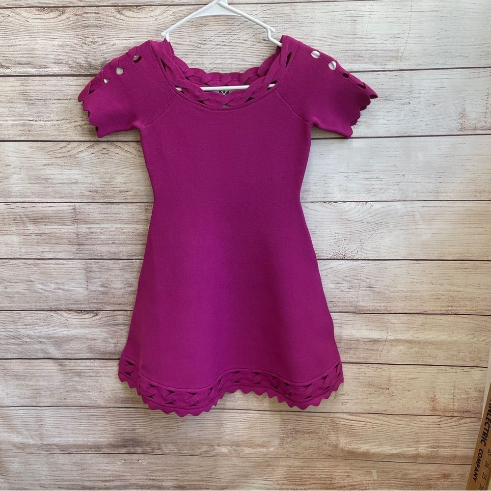 MILLY MINIS‎ LASER CUT DRESS IN FUCHSIA